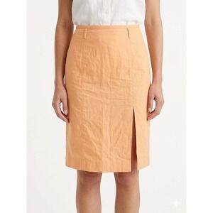 J. Crew Tangerine Orange Front Slit Linen Blend Skirt 14 Lightweight Y2K Peach